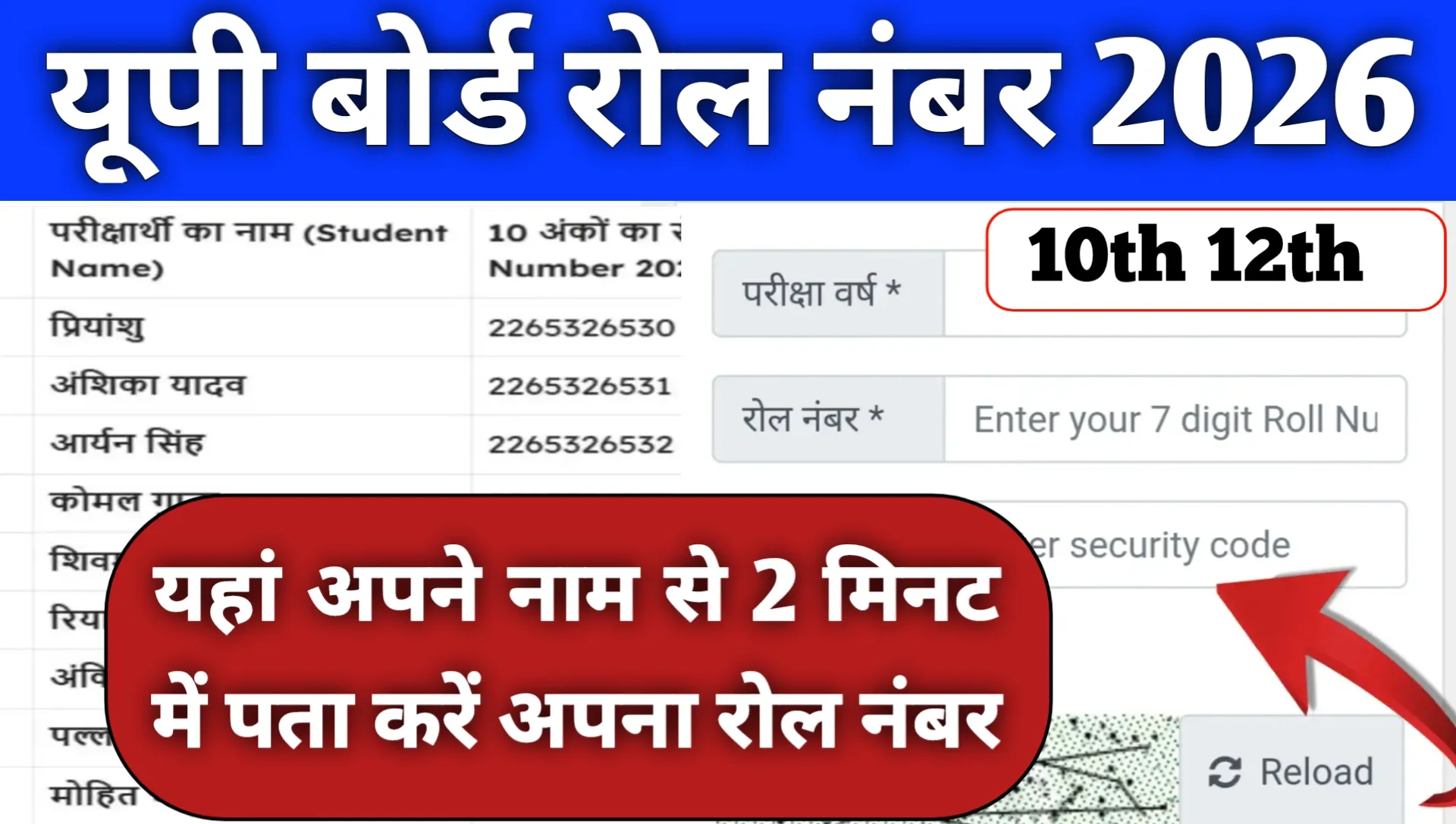 UPMSP Roll Number 2026 Search By Name