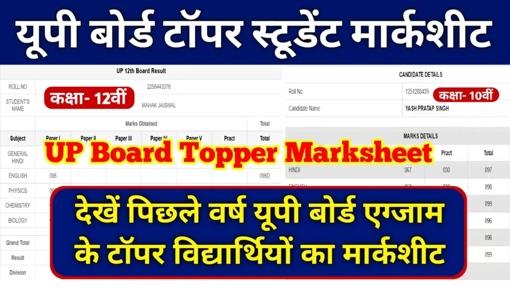 UP Board Previous Topper Student Marksheet